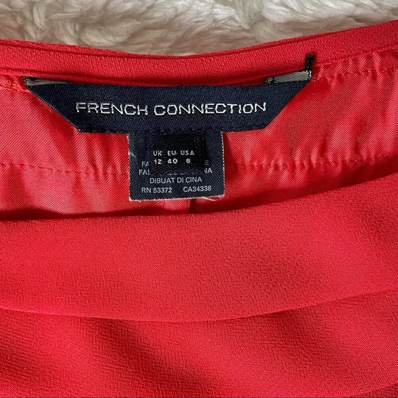 French Connection Tiered Layered Summer Coral Penny Dress Size 40 - Picture 7 of 12